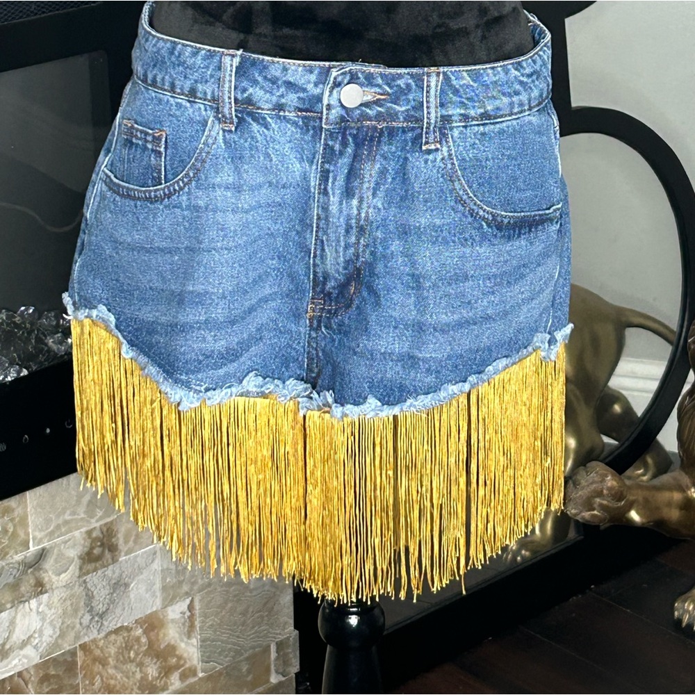 SHEIN Fringed Denim Shorts Sz 30